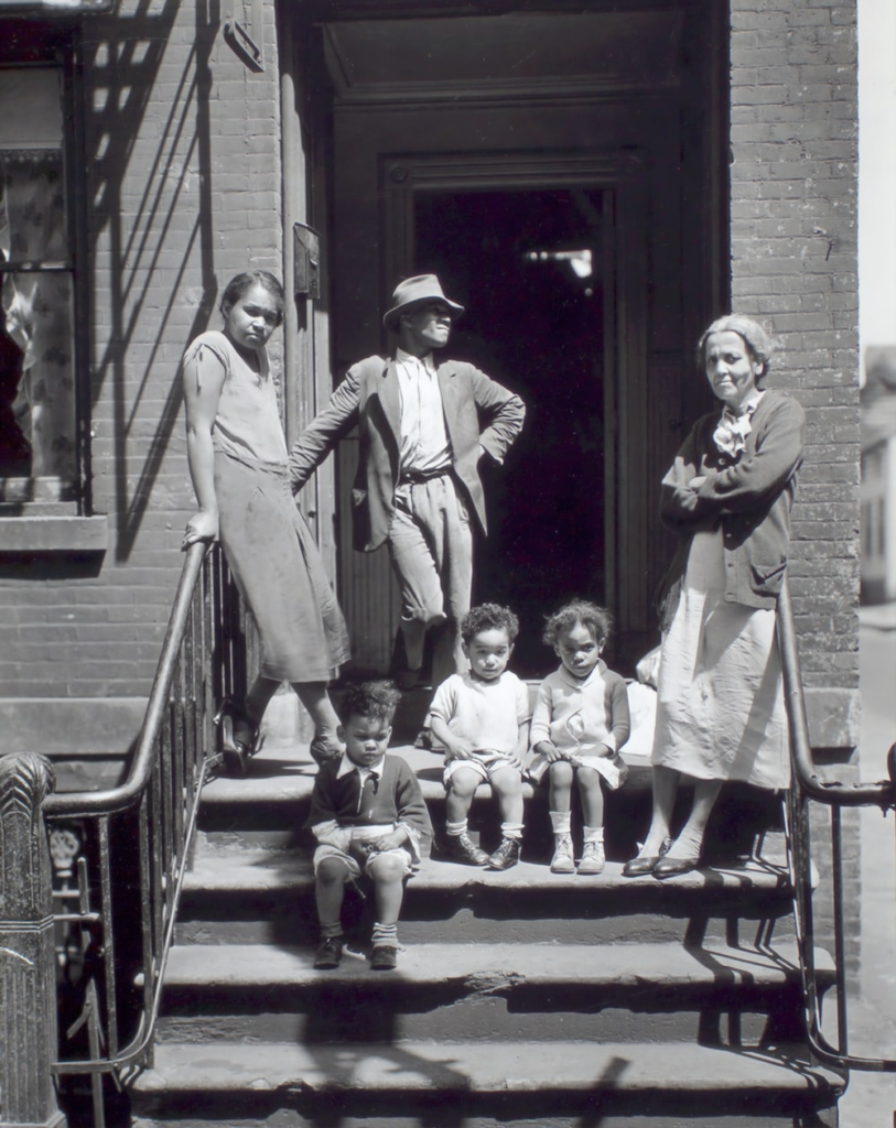 Black and white photograph of a family