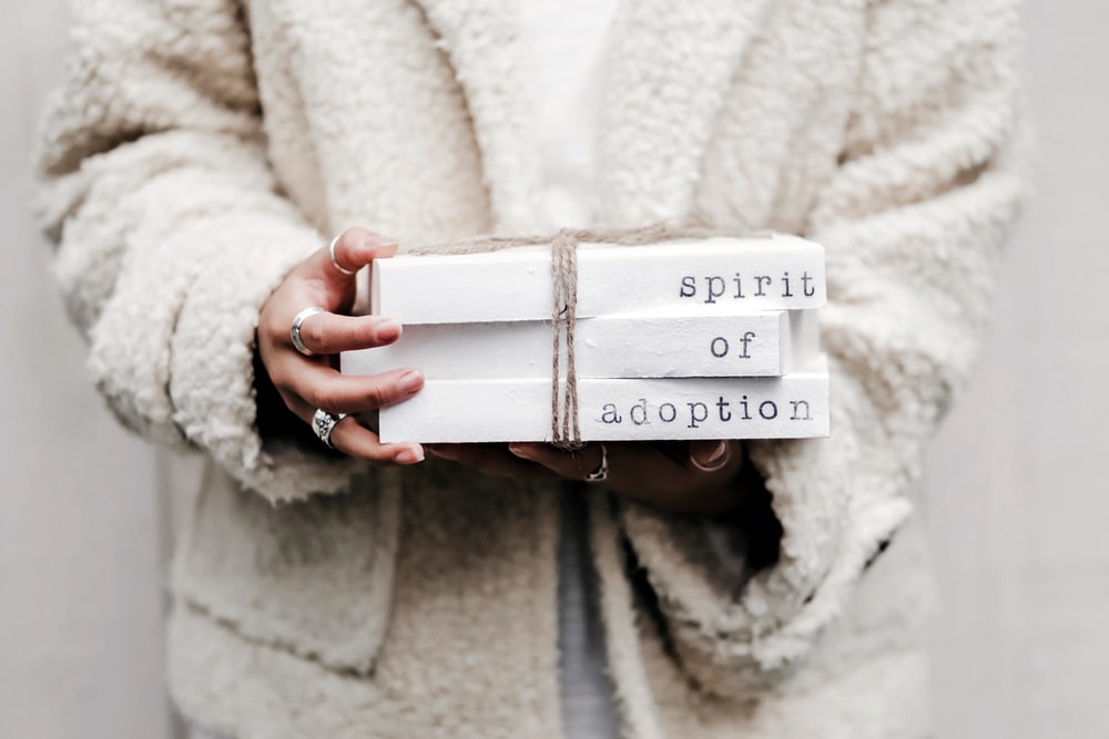 A person holding spirit of adoption blocks