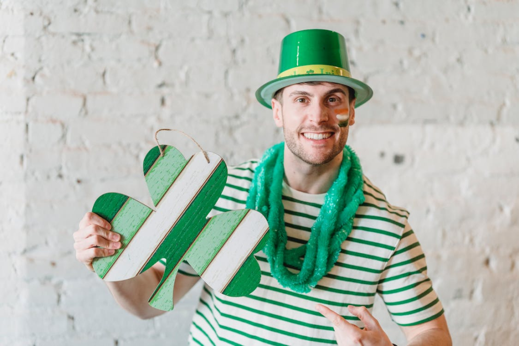 A person celebrating their Irish ancestry