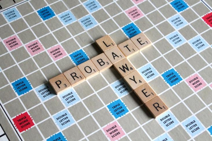 Scrabble tiles spelling out the words “lawyer” and “probate”