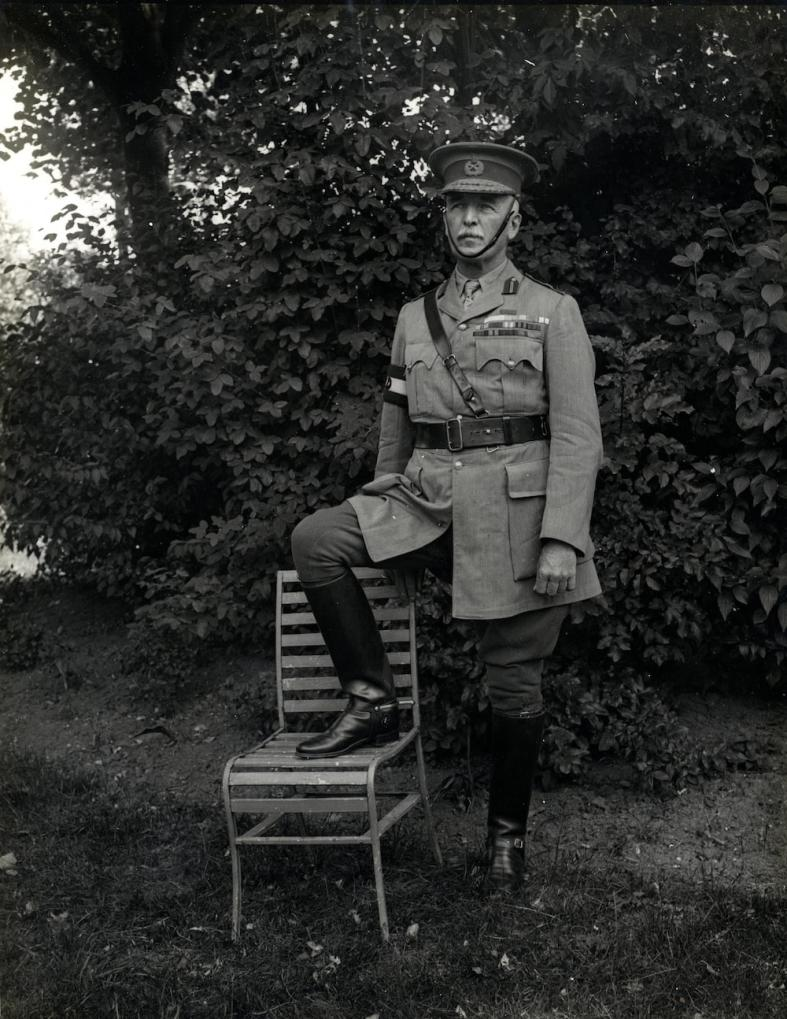 A black-and-white photograph of a military officer