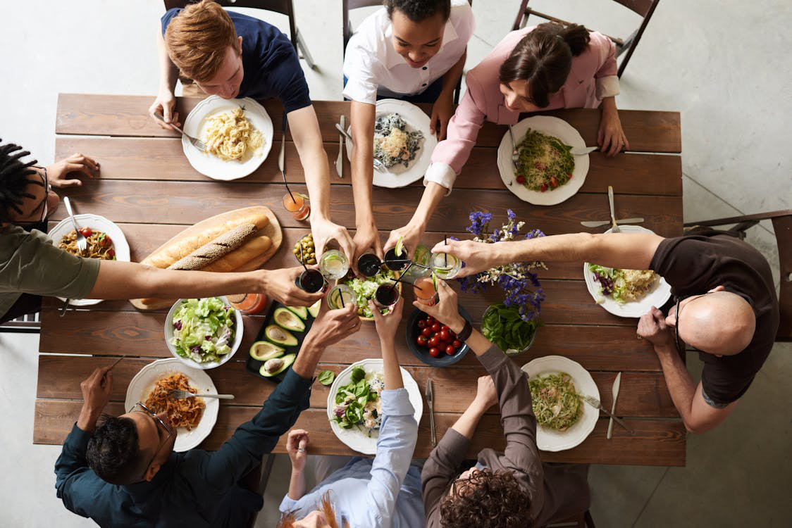 a family sharing a meal.
