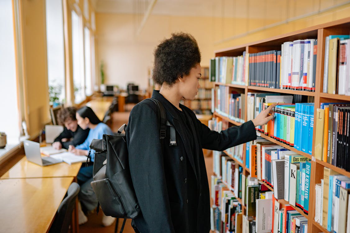 a woman at the library.
