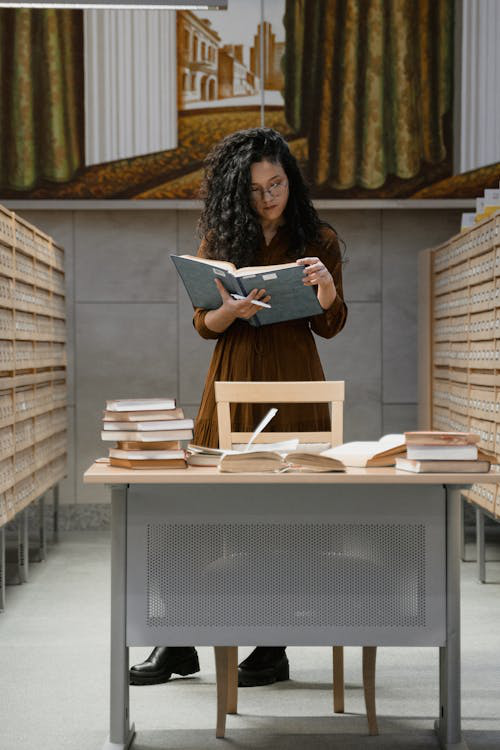 a woman at the library.