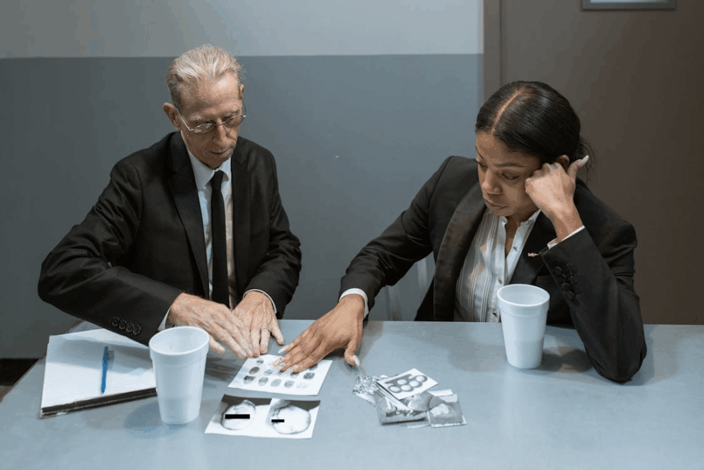 Two forensic researchers at work.