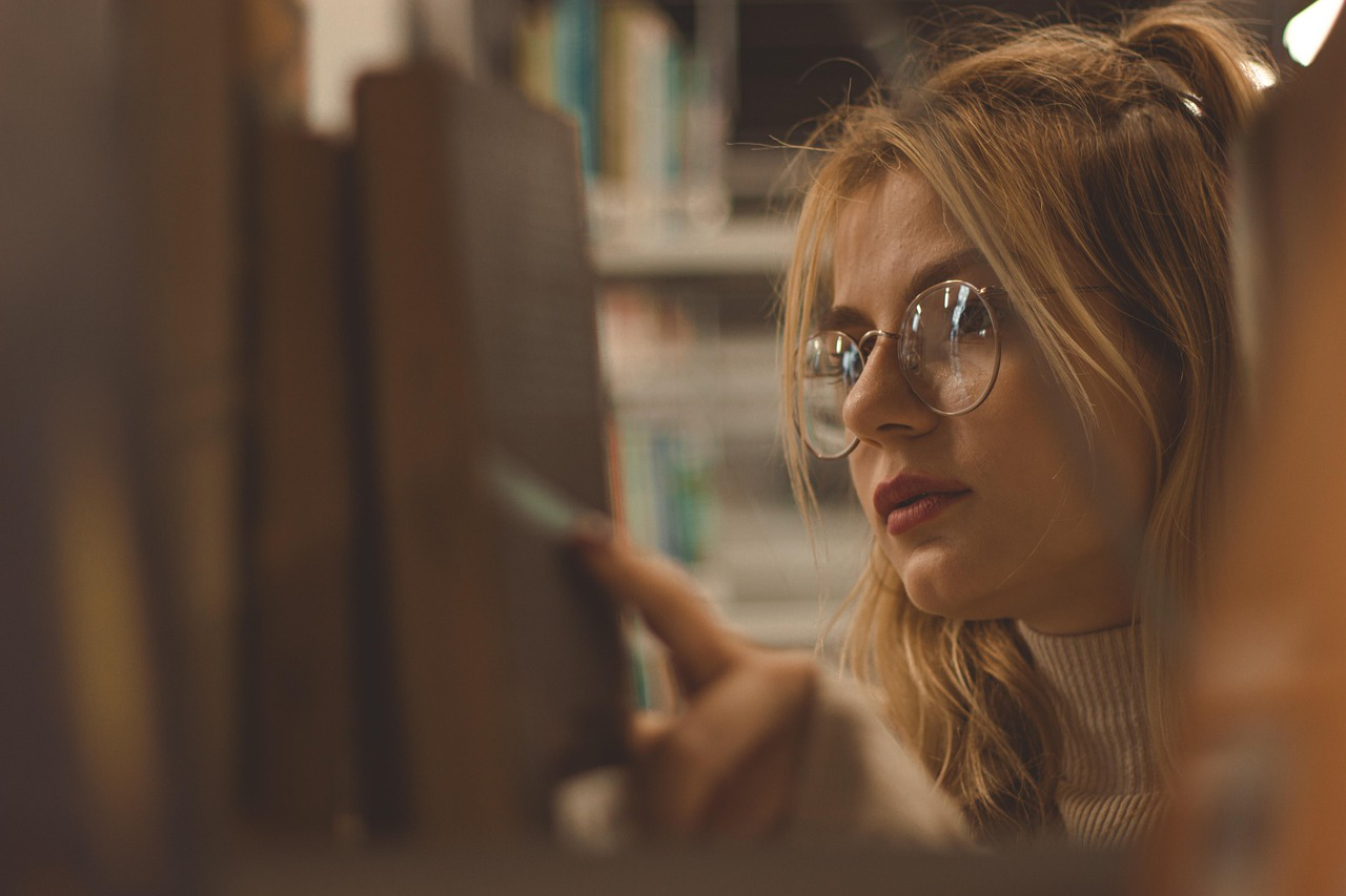 a woman at the library.