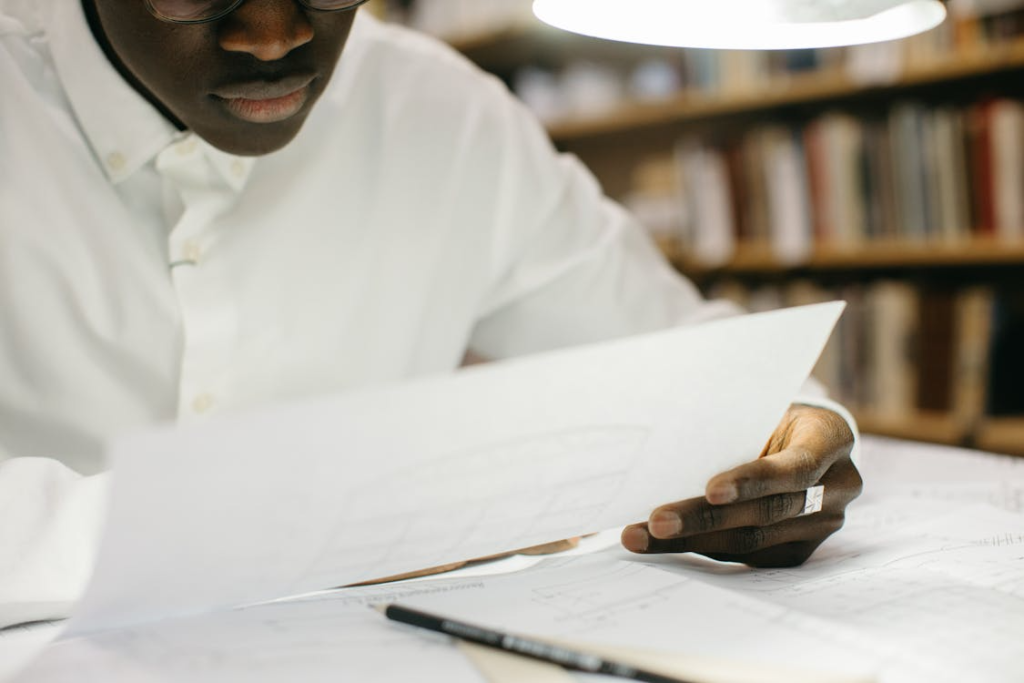 a man going over a document.