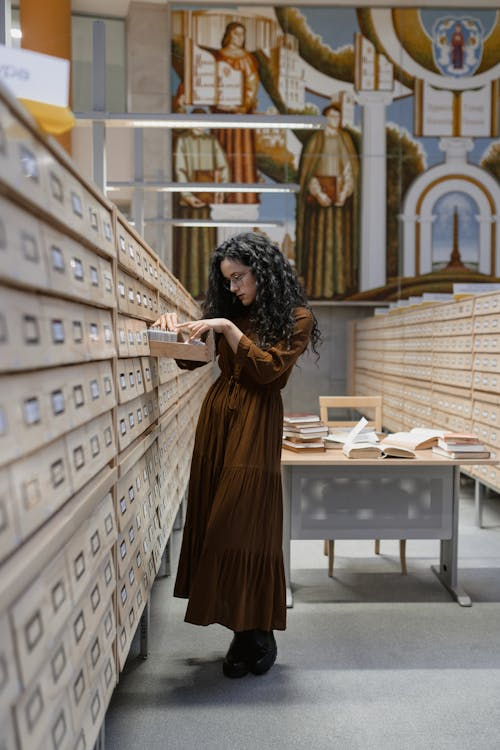  a woman doing her research.