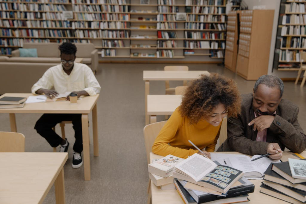 people sitting at the library.