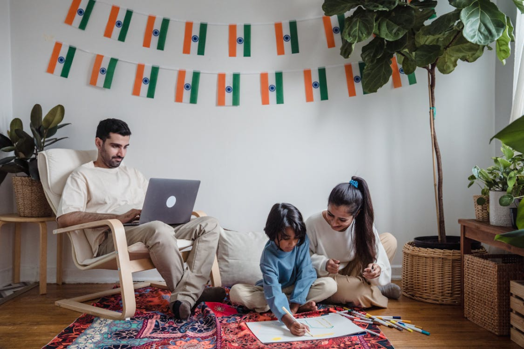 a family sitting and bonding together.